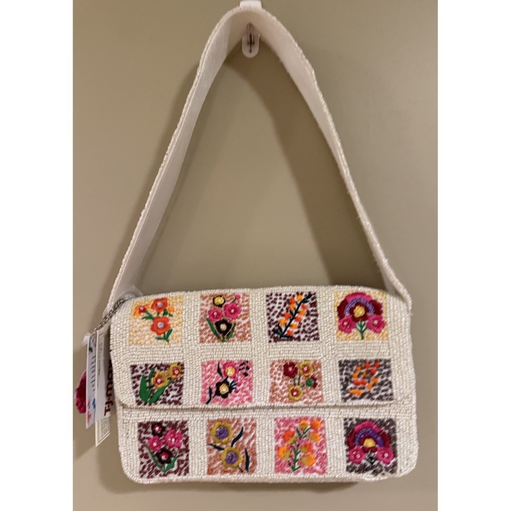 Embroidered Floral Patchwork Shoulder Bag